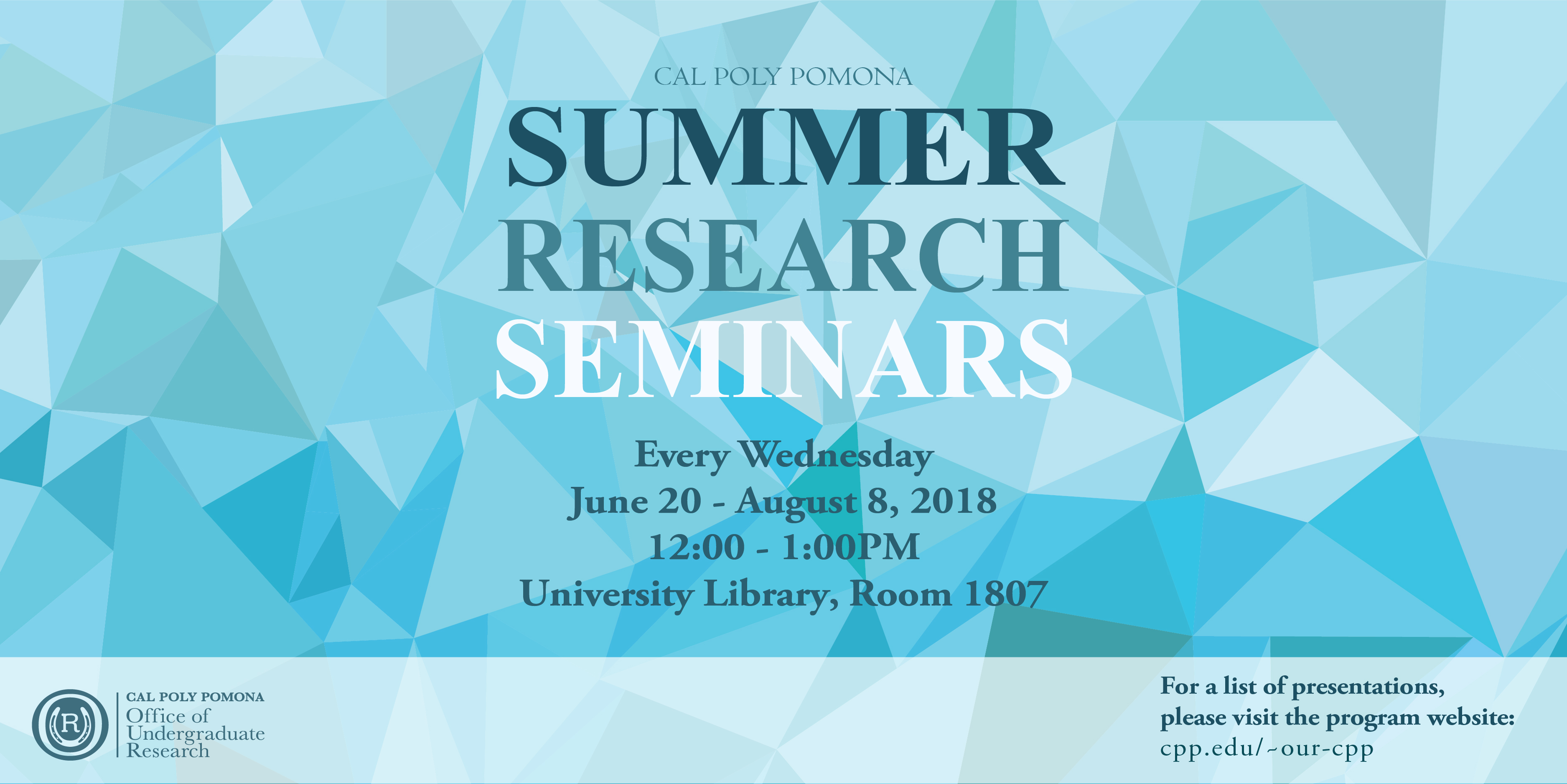 2018 Summer Weekly Seminars Series