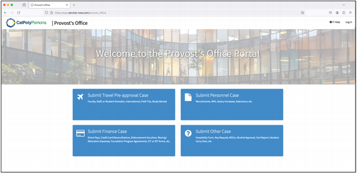 Provost's Office Portal screenshot