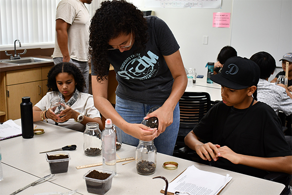 person doing lab activity