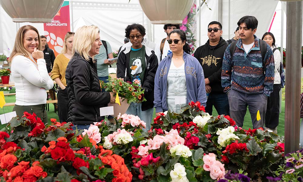 Cal Poly Pomona students learn about the horticultural business at a flower show
