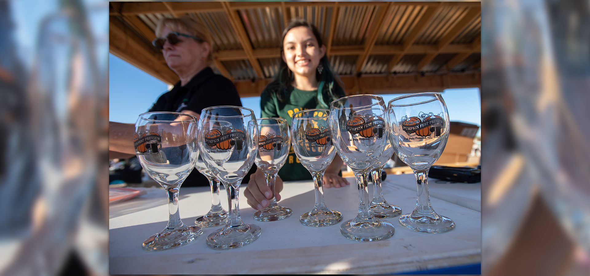 Commemorative glasses handed out to guests