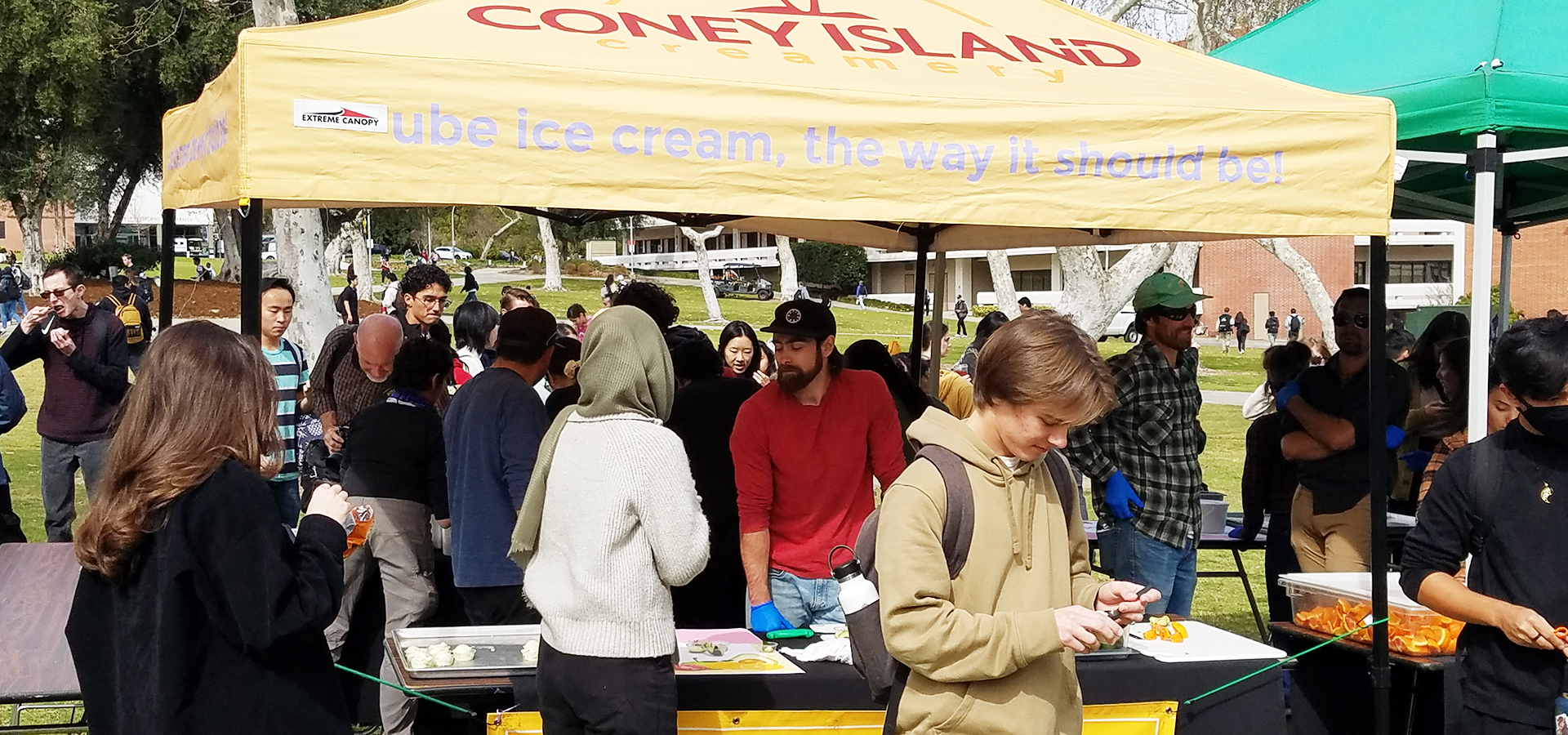 The Coney Island Creamery booth giving out free samples on the University Quad