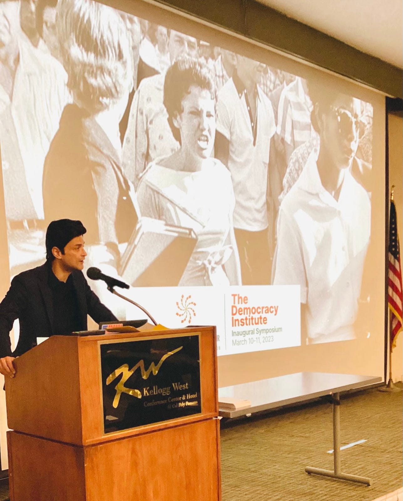 Ahimsa Center Director Dr. Aishwary Kumar speaking at the Inaugural Symposium of The Democracy Institute in Spring 2023
