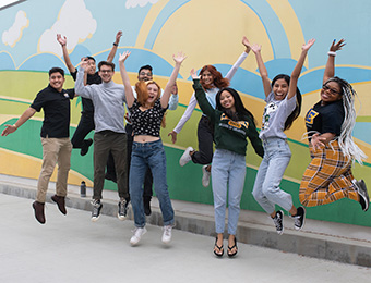 Students jumping for joy