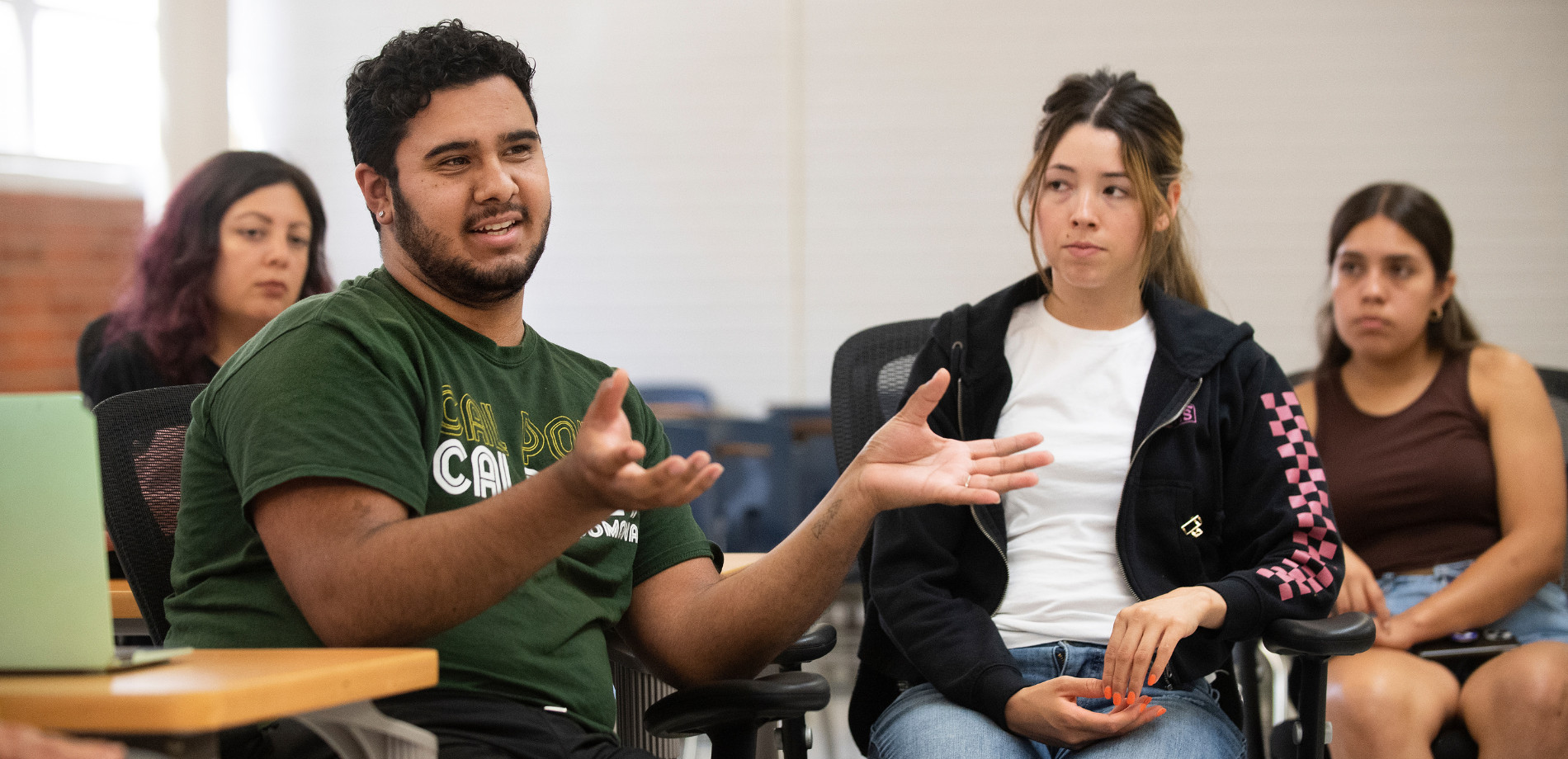 A student presenting or explaining a concept in the classroom