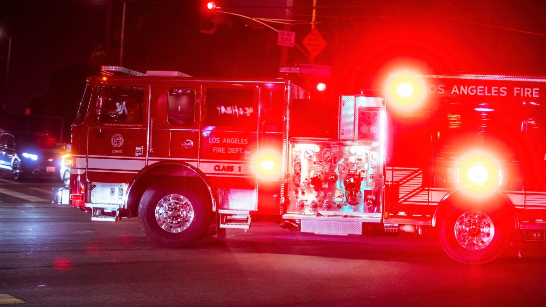 Los Angeles Fire Engine with lights on