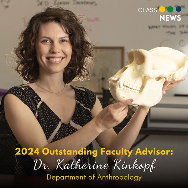 Katie Kinkopf holding a skull