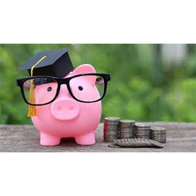 Piggy bank with glasses and grad cap