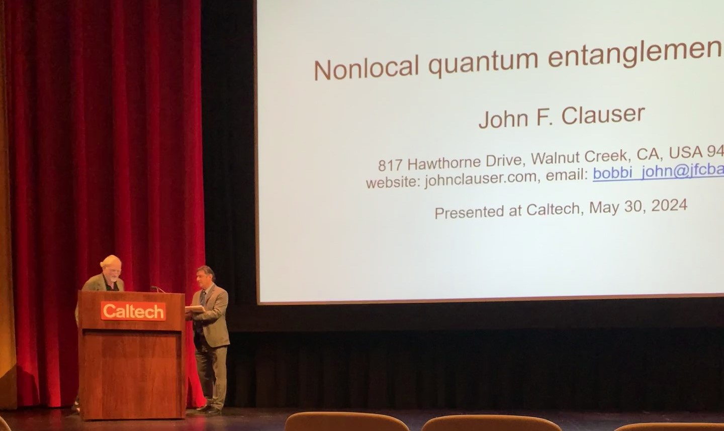 Nobel Laureate Dr. John F. Clauser (May 30, 2024, the 4th Quantum Engineering Workshop, Caltech)