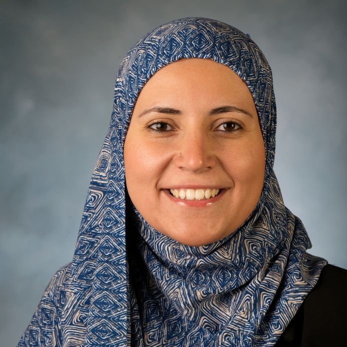 dr.ghada gad wearing blue top