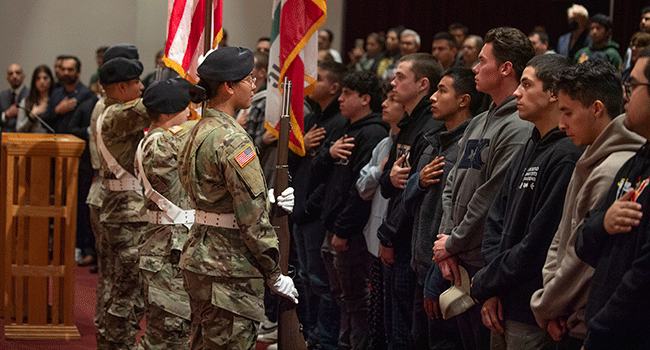 The color guard at the 2022 Veterans Day Celebration.