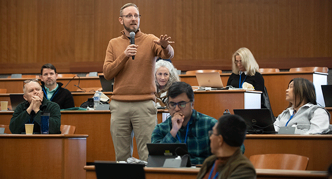 Kenneth Lamb speaks at the 2023 Staff and Faculty Winter Institute 