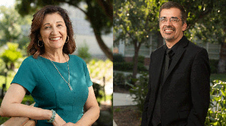 Left to right: Provost Terri Gomez, Alvaro Huerta.