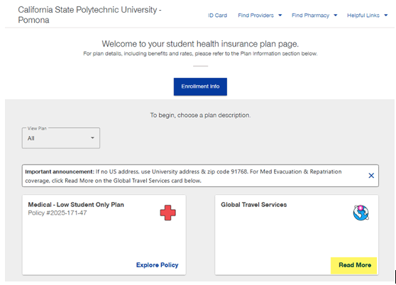 insurance plan webpage image