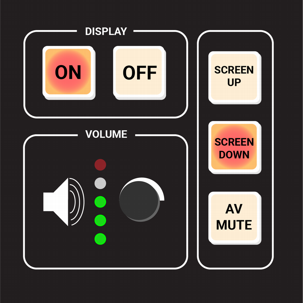 system on buttons for standard rooms