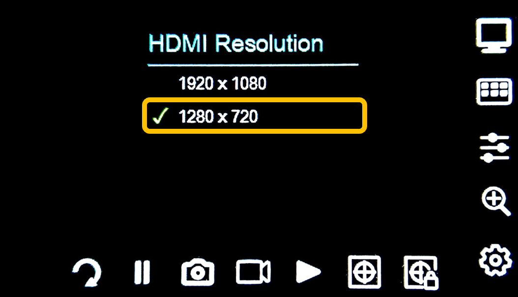 hovercam resolution selection diagram