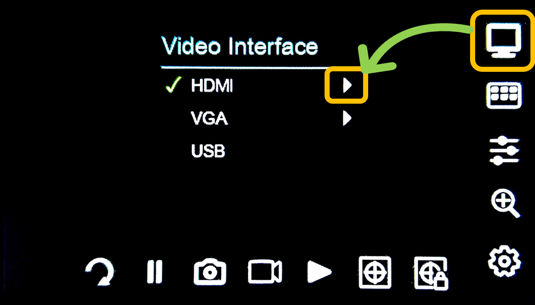 hovercam display output settings diagram