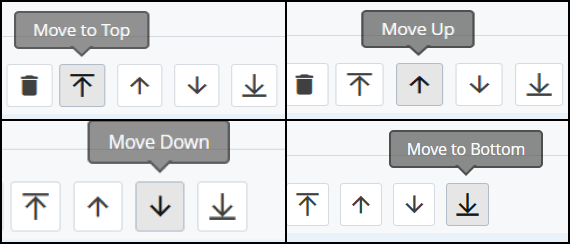 Four selectable arrows: Move to top, move up, move down, move to bottom