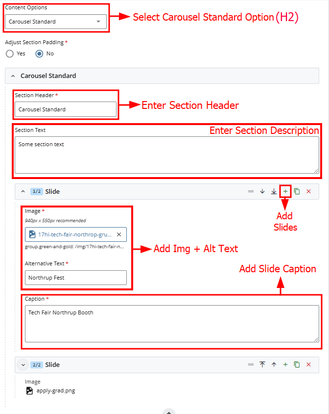 caoursel standard cascade