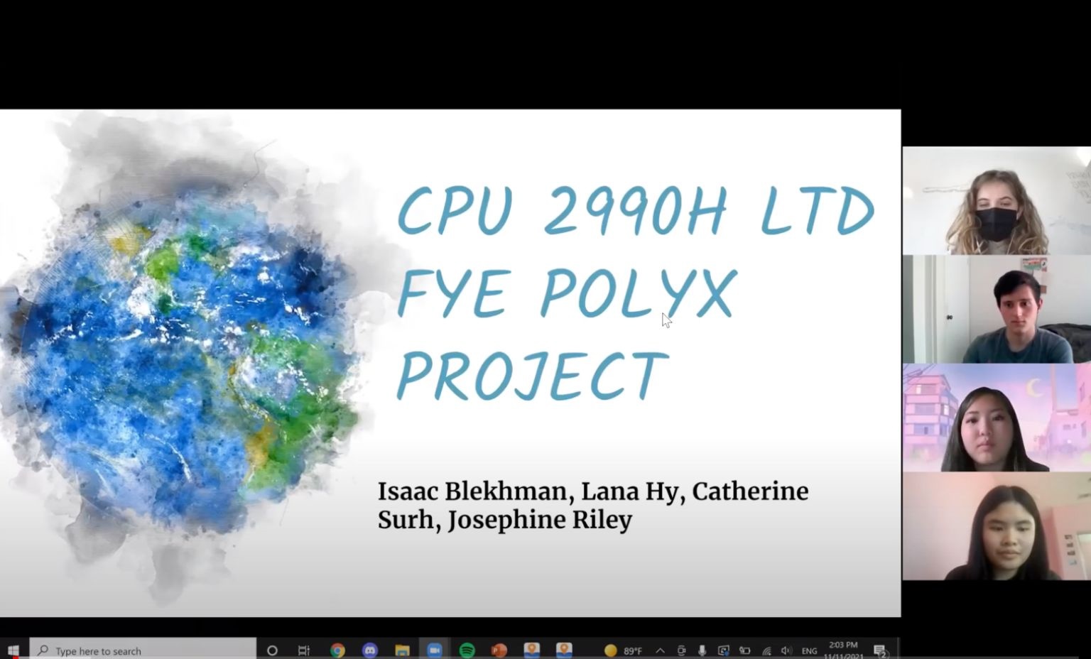 Screenshot of student team who chose to present their PolyX project virtually via Zoom,