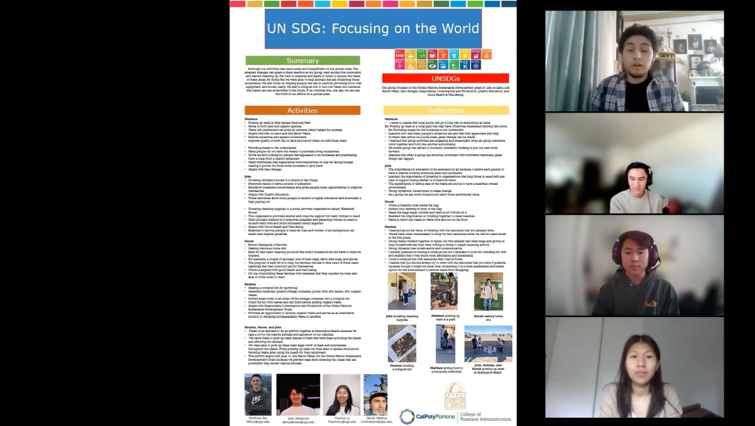 Screenshot of student team that chose to present their PolyX project virtually via Zoom, following the social distancing protocol.