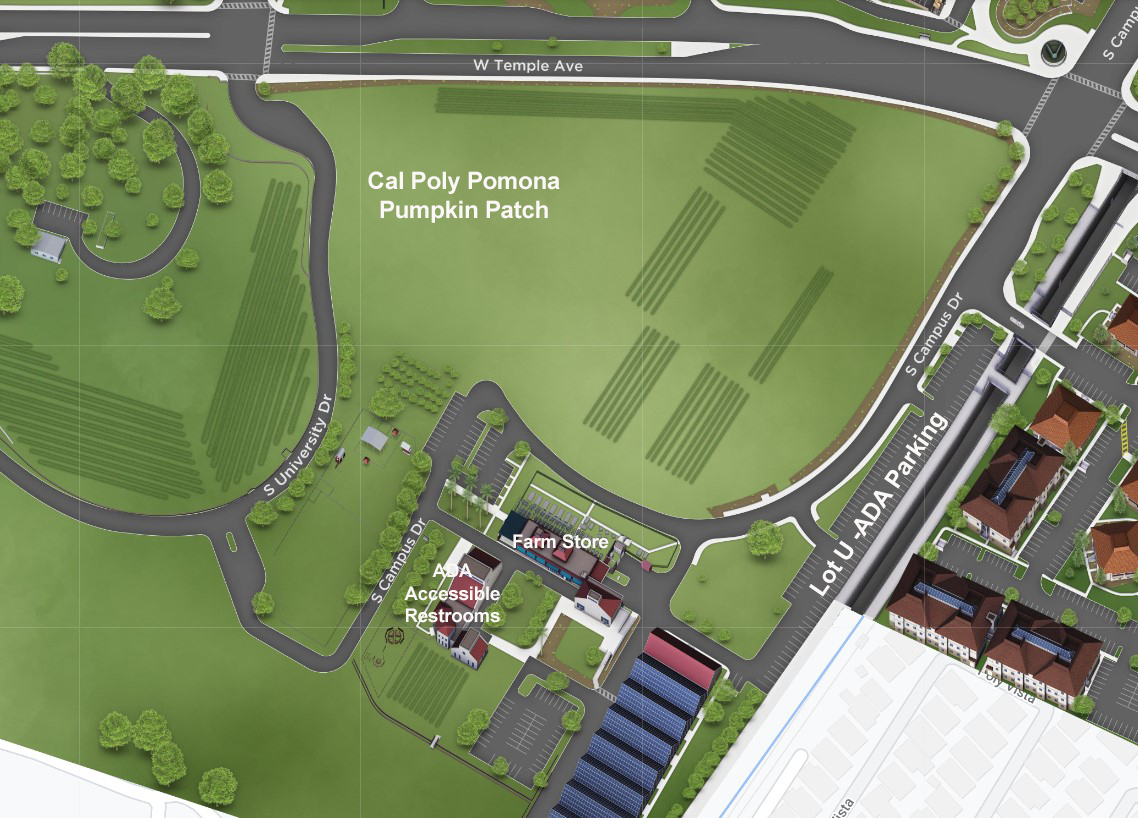 Map showing accessible parking and restrooms