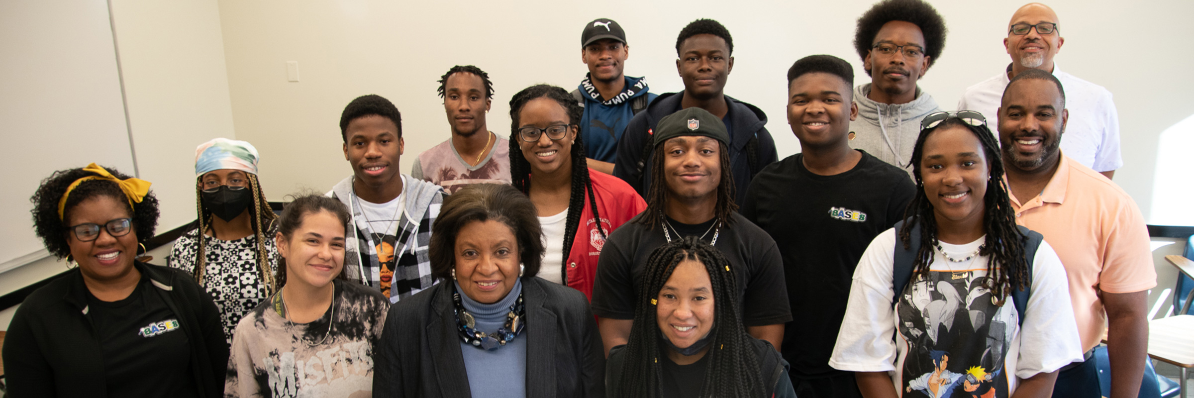 A group of RISE students with President Soraya Coley.