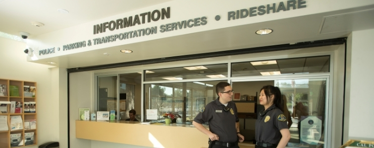 Inside of the police and parking building