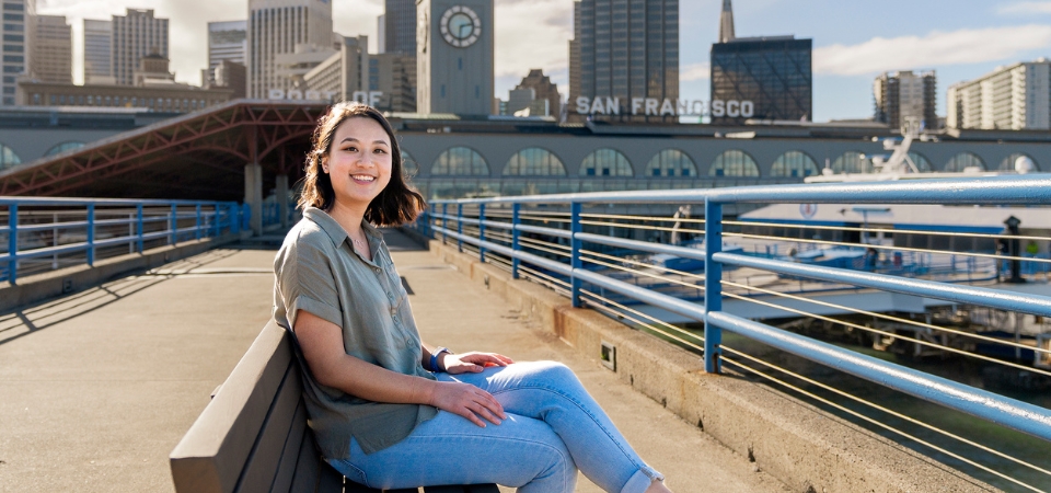 photo of courtney sitting at bench