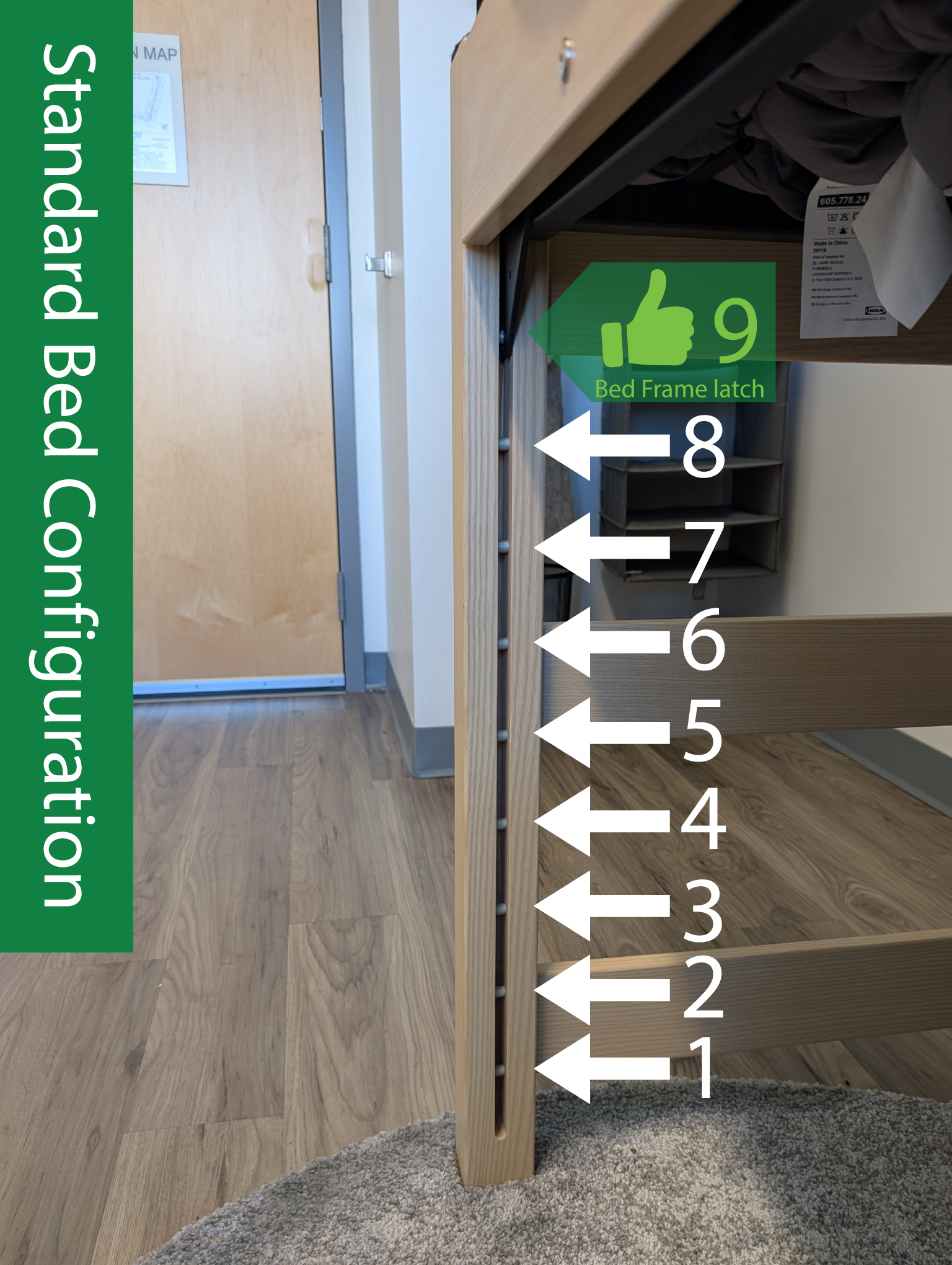 Bed Frame Standard Configuration - Res Hall